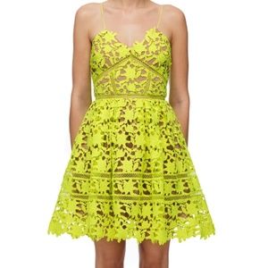 NWT Self-Portrait Lime Azaelea Mini Dress, UK8/US4